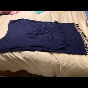 Stud embellished navy blue scarf
